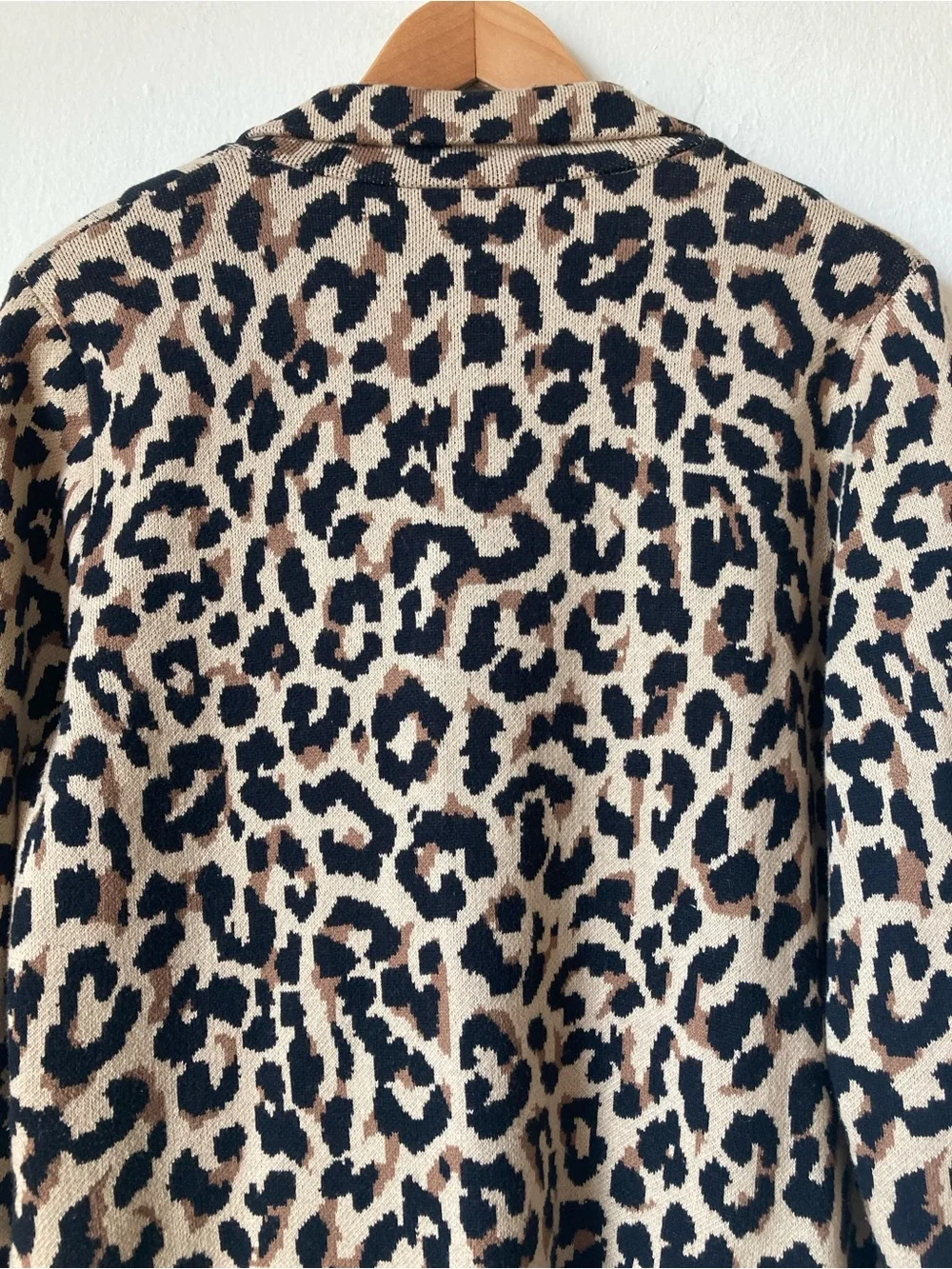 J CREW Leopard Sweater Blazer 100% Cotton 2-Button Size M
